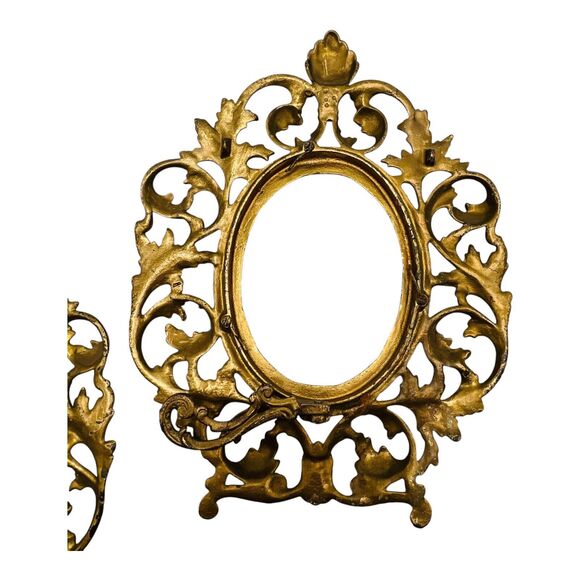 VTG Pair Virginia Metalcrafters Oval Brass Picture Frames Ornate Victorian 11" - Picture 12 of 14
